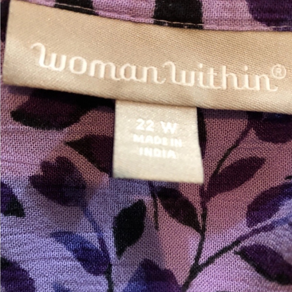 Woman Within Lavender & Purple 3/4 Sleeve Button Up Dress -Womens 22W, Bust 26” - Picture 3 of 4